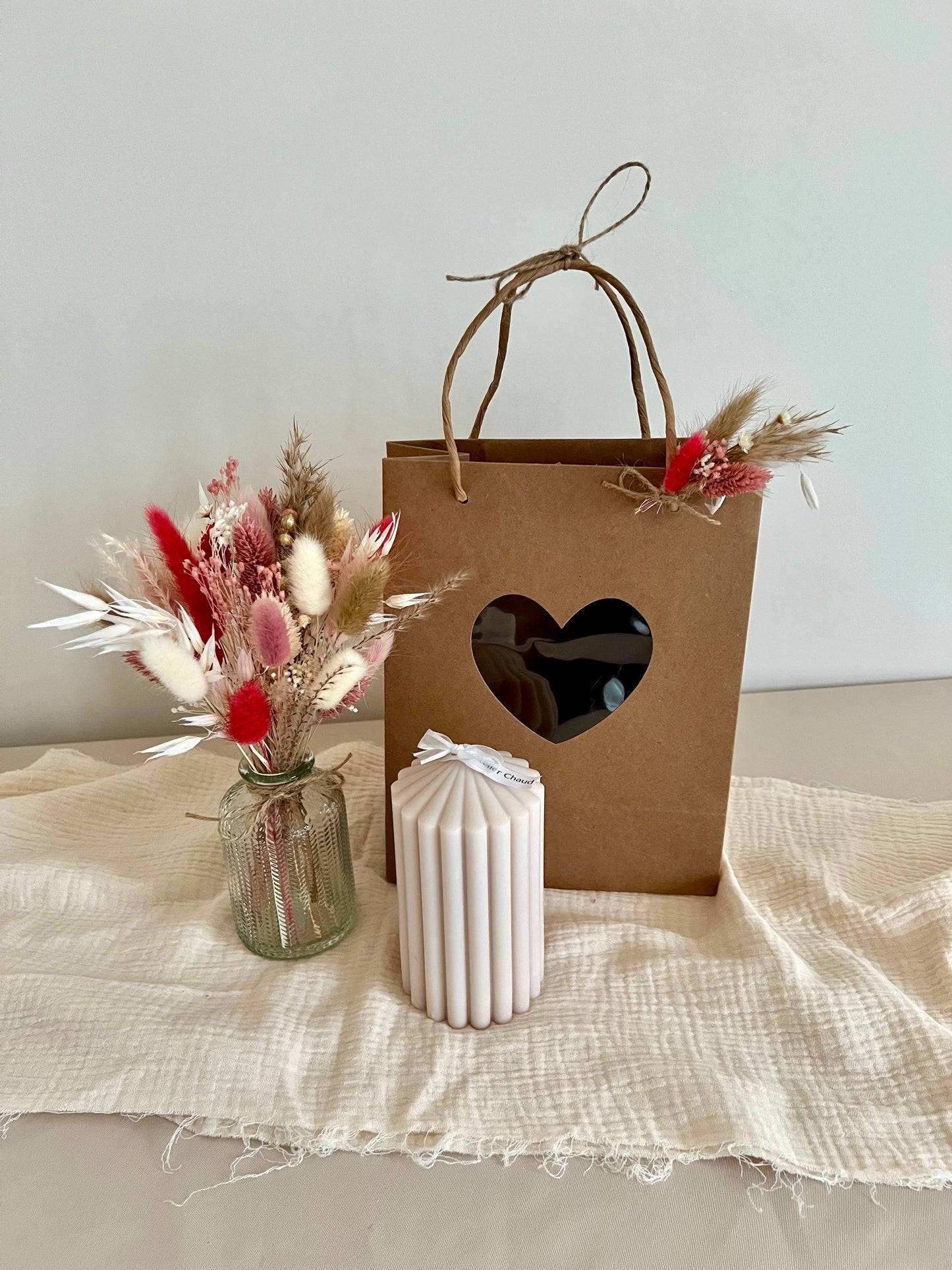 Valentijn geschenkset - peak ribbed kaars