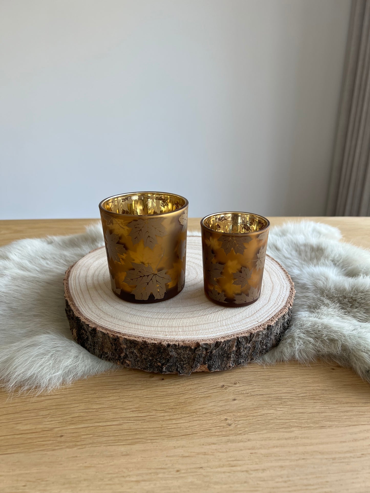 Decoratie - Set theelichthouders Bruin