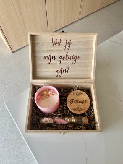 Een doosje met een vraag getuige - gepersonaliseerd