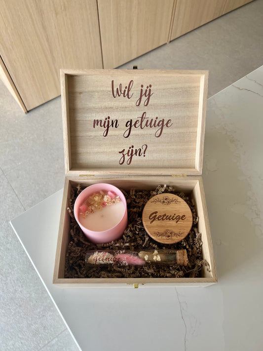 Een doosje met een vraag getuige - gepersonaliseerd