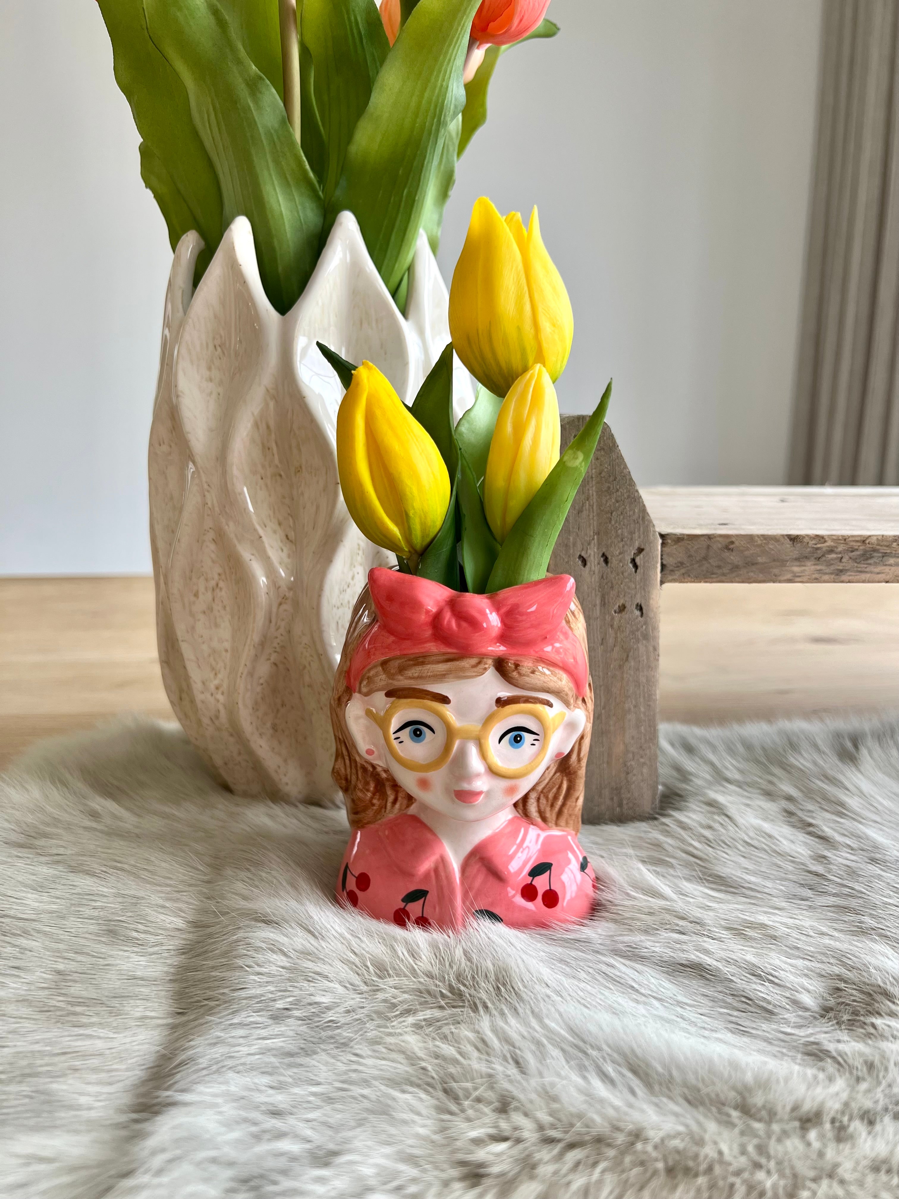 Bloemenmeisje Roos & mini tulp geel