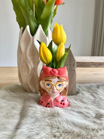 Bloemenmeisje Roos & mini tulp geel