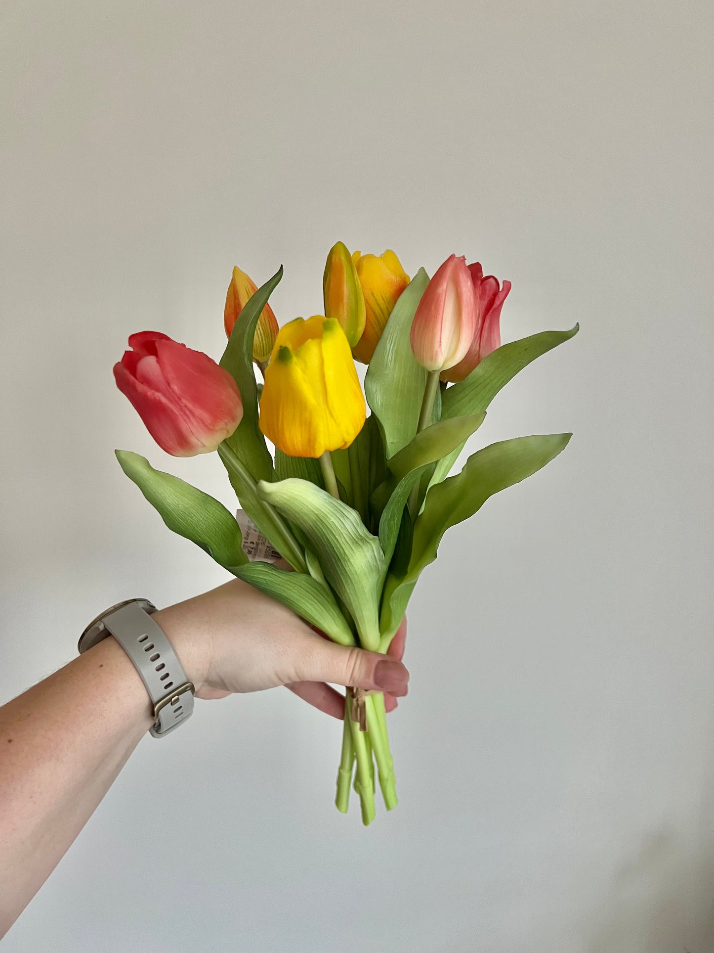 Boeket tulpen - Roze/geel/peach