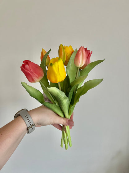 Boeket tulpen - Roze/geel/peach