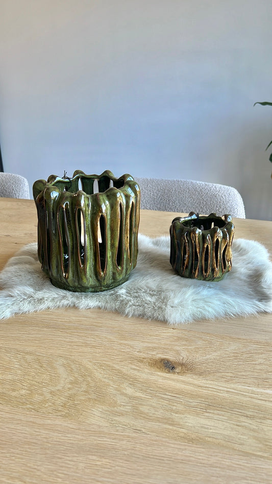 Terra windlicht set - groen