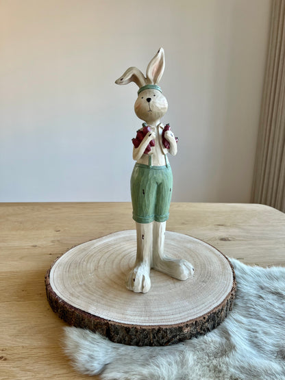Decoratie Beeld Konijn 32 cm - beige /groen