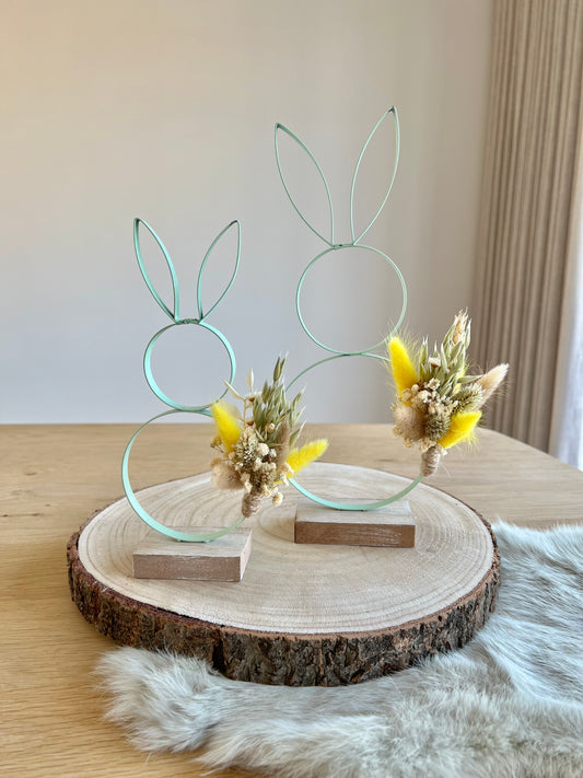 Set van 2 paashaasjes met droogbloemen - Munt