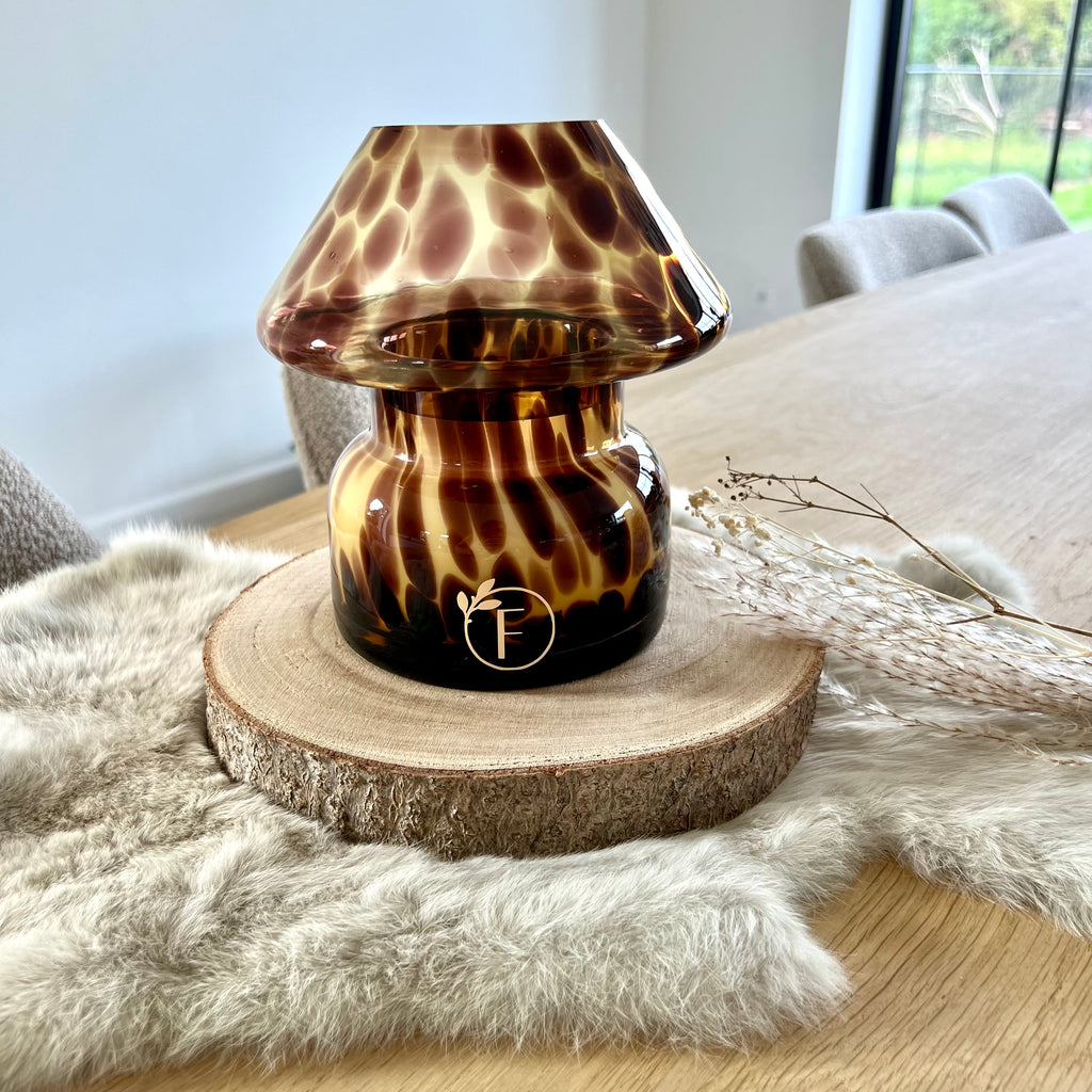 Floramiek kaars lamp - Bruin