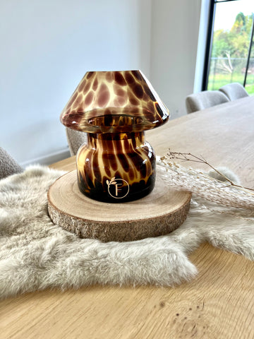 Floramiek kaars lamp - Bruin