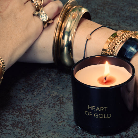 Geurkaars met wens 'Heart of gold' - Warm Cashmere