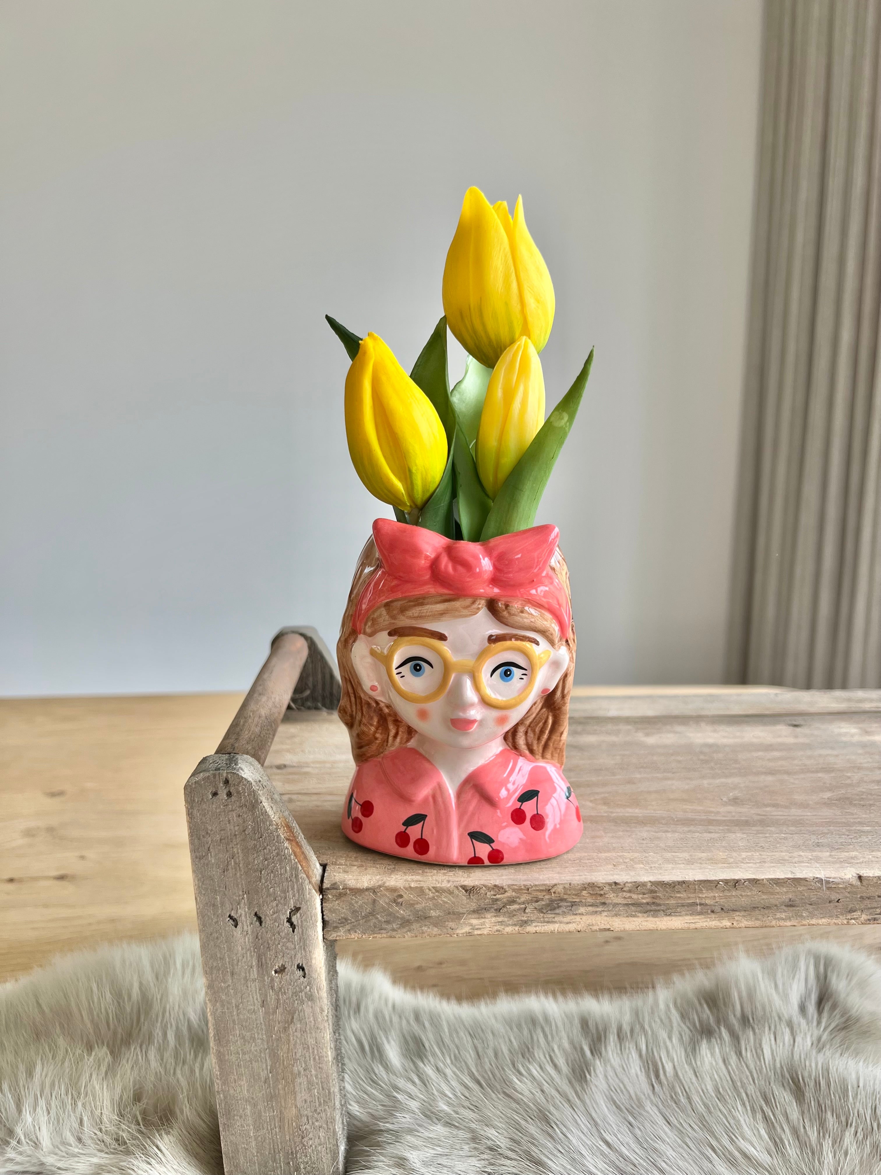 Bloemenmeisje Roos & mini tulp geel