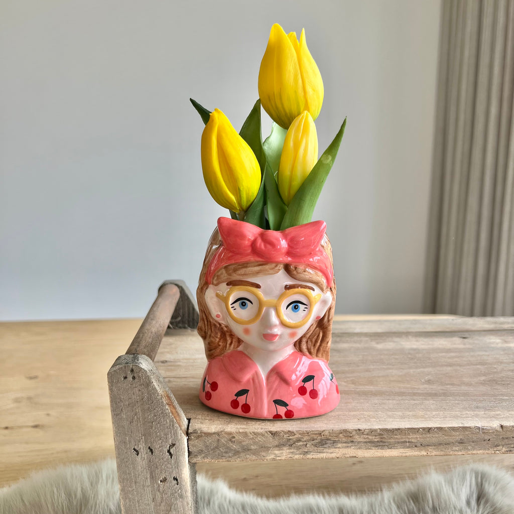 Bloemenmeisje Roos & mini tulp geel