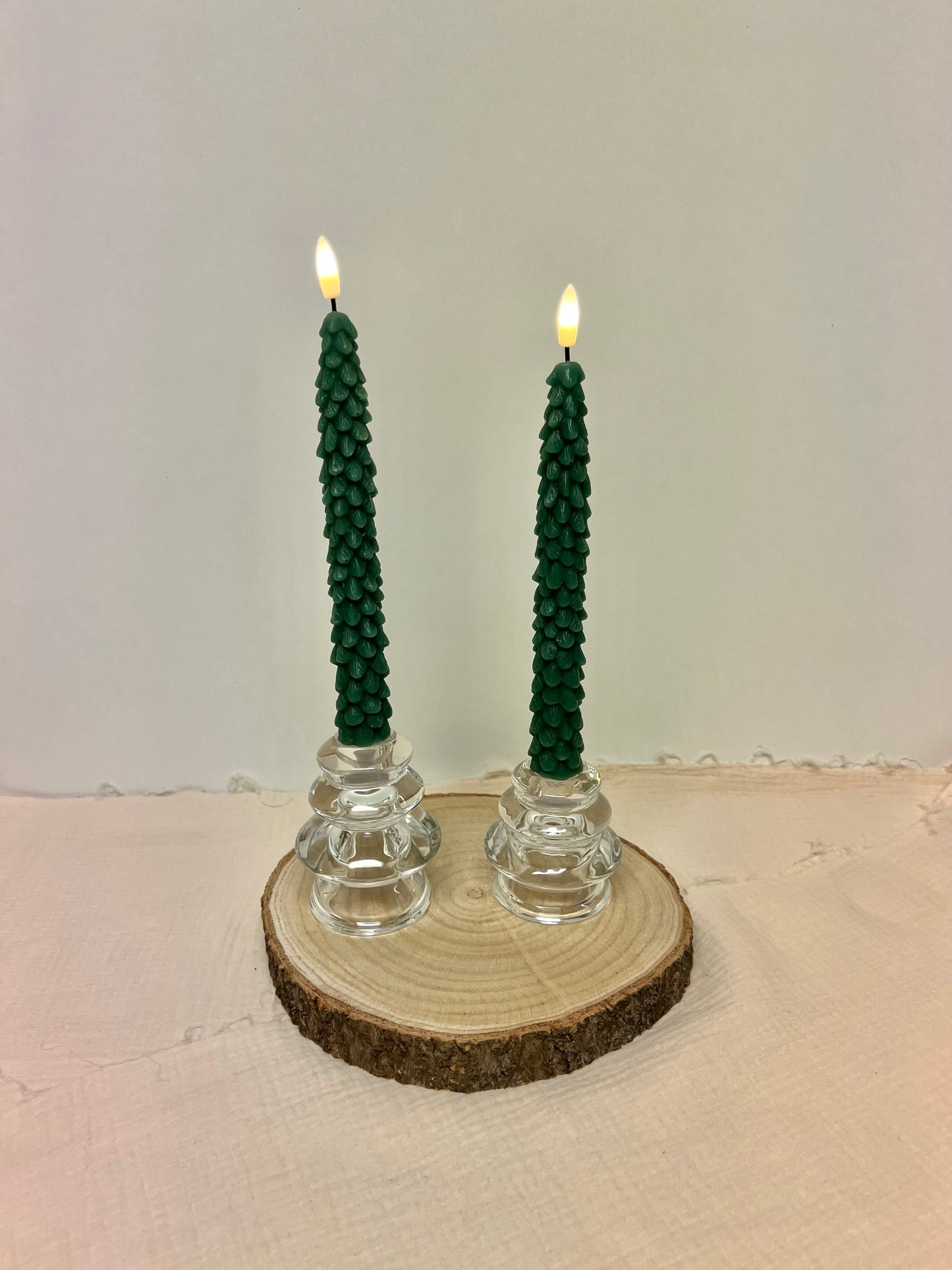 Led Dinerkaarsen set van 2 - Donker groen