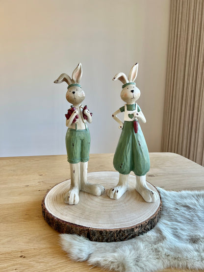 Decoratie Beeld Konijn 32 cm - beige /groen