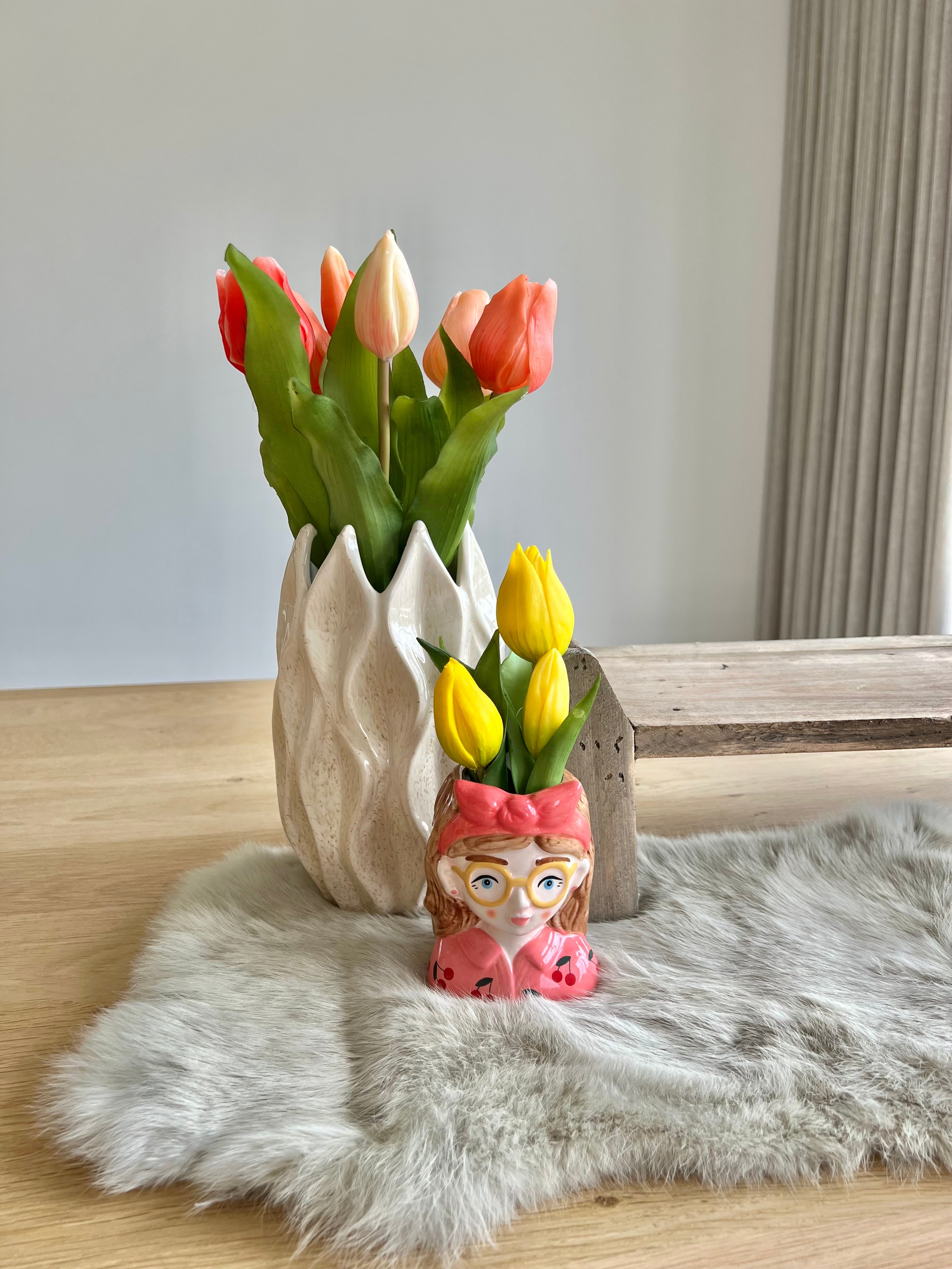 Bloemenmeisje Roos & mini tulp geel