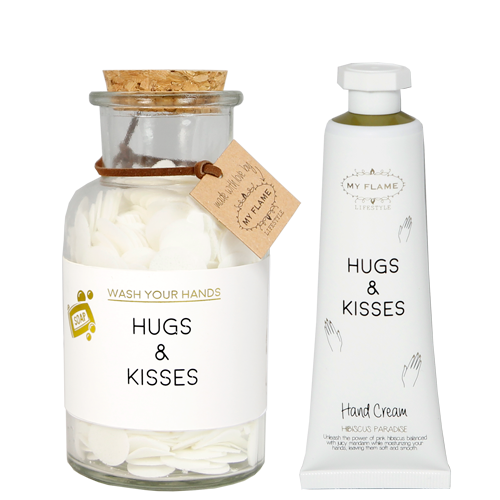 Giftbox 'Hugs & Kisses' - Fresh cotton/ Hibiscus paradise