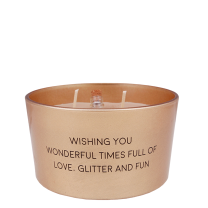Flessenpost kaars 'Wishing you wonderful times' - Winter Wood