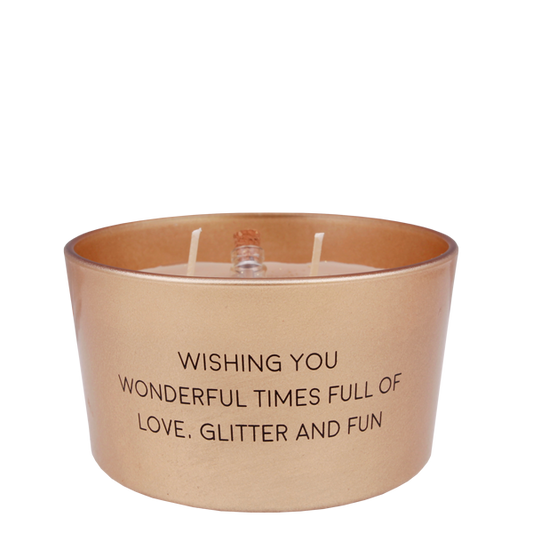 Flessenpost kaars 'Wishing you wonderful times' - Winter Wood