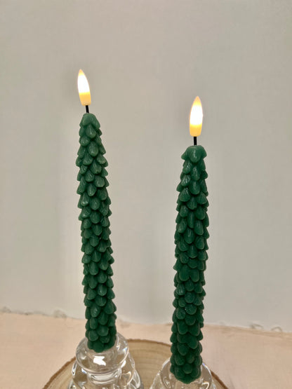 Led Dinerkaarsen set van 2 - Donker groen
