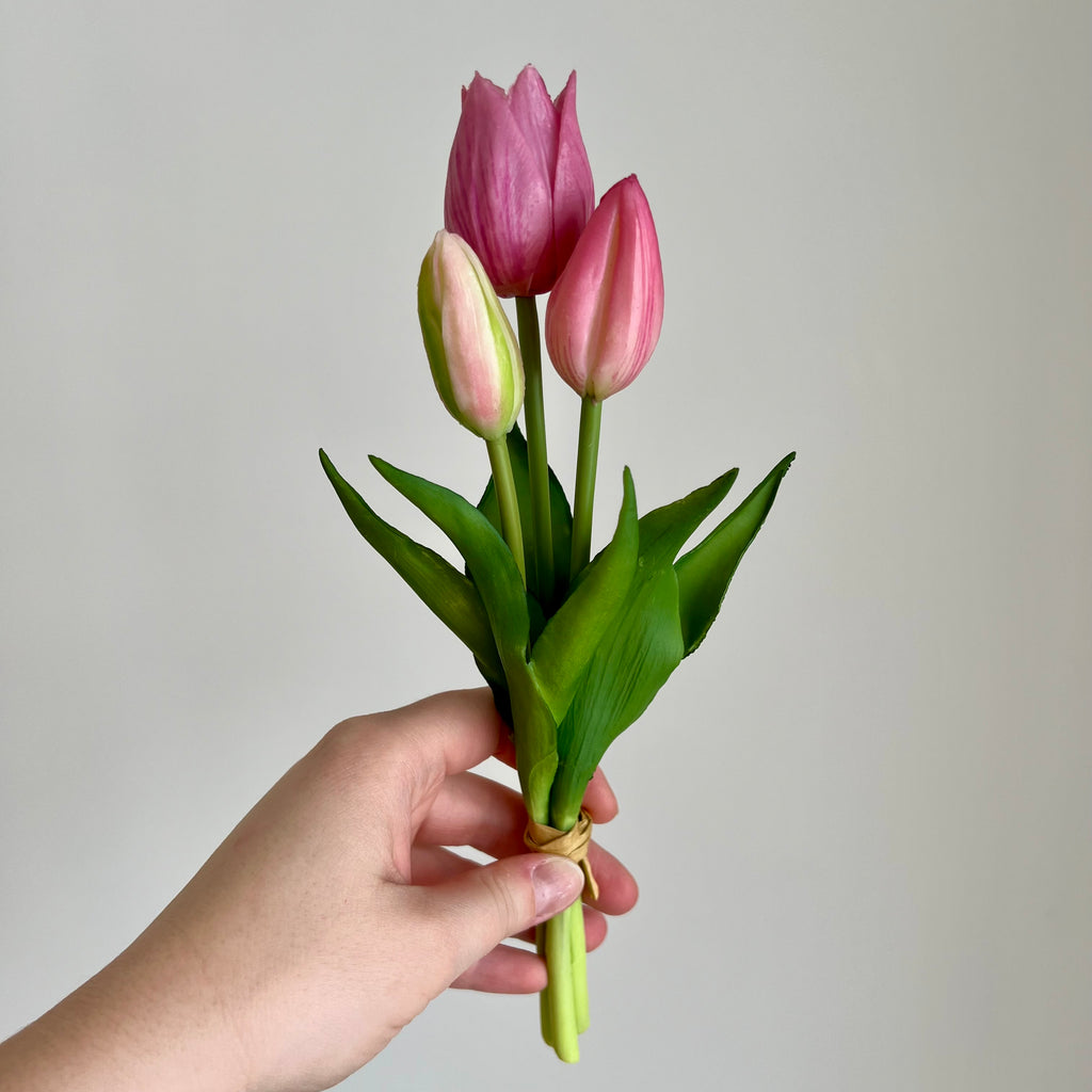 Mini boeket tulpen - Roze