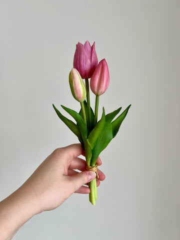 Mini boeket tulpen - Roze