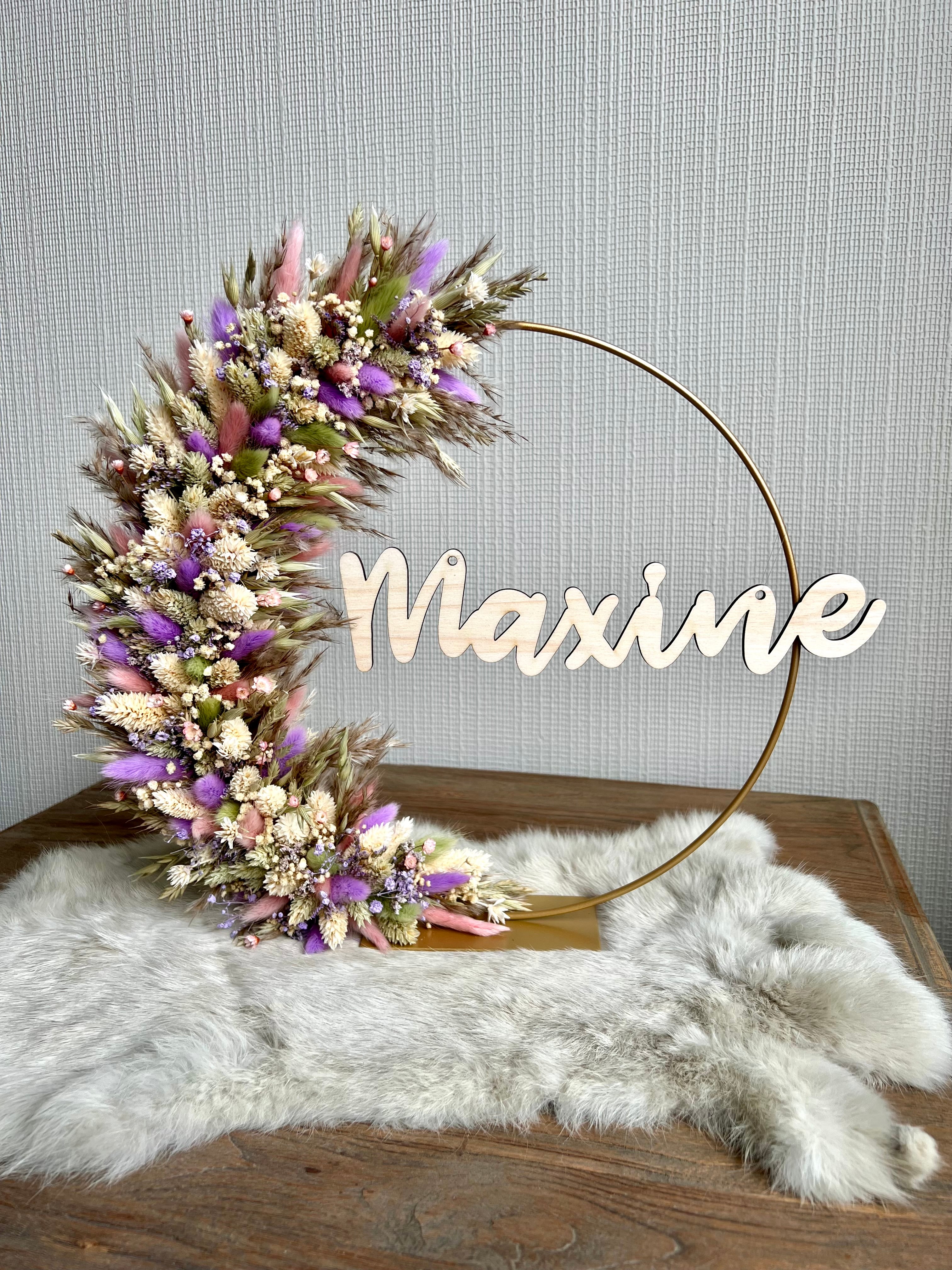 Flowerhoop met houten naam