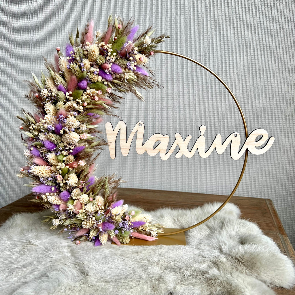 Flowerhoop met houten naam