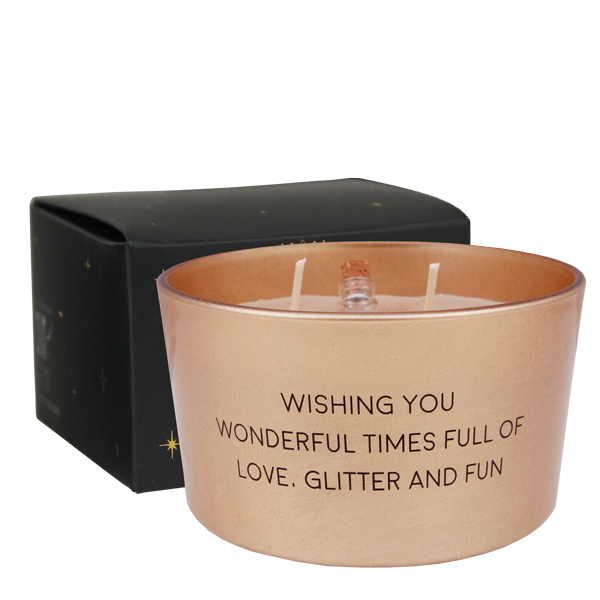 Flessenpost kaars 'Wishing you wonderful times' - Winter Wood