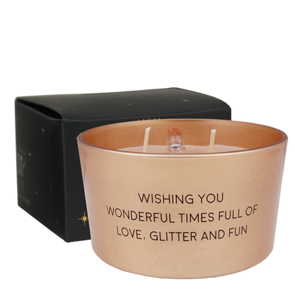Flessenpost kaars 'Wishing you wonderful times' - Winter Wood