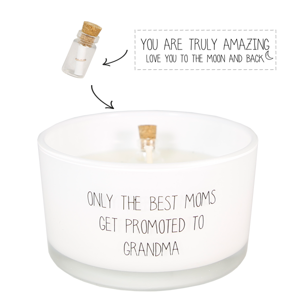 Flessenpost kaars - ONLY THE BEST MOMS GET PROMOTED TO GRANDMA
