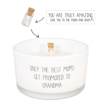 Flessenpost kaars - ONLY THE BEST MOMS GET PROMOTED TO GRANDMA