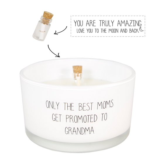Flessenpost kaars - ONLY THE BEST MOMS GET PROMOTED TO GRANDMA