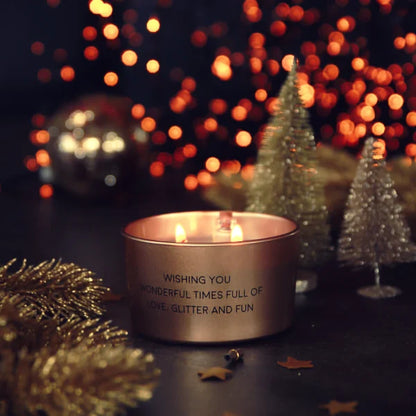 Flessenpost kaars 'Wishing you wonderful times' - Winter Wood